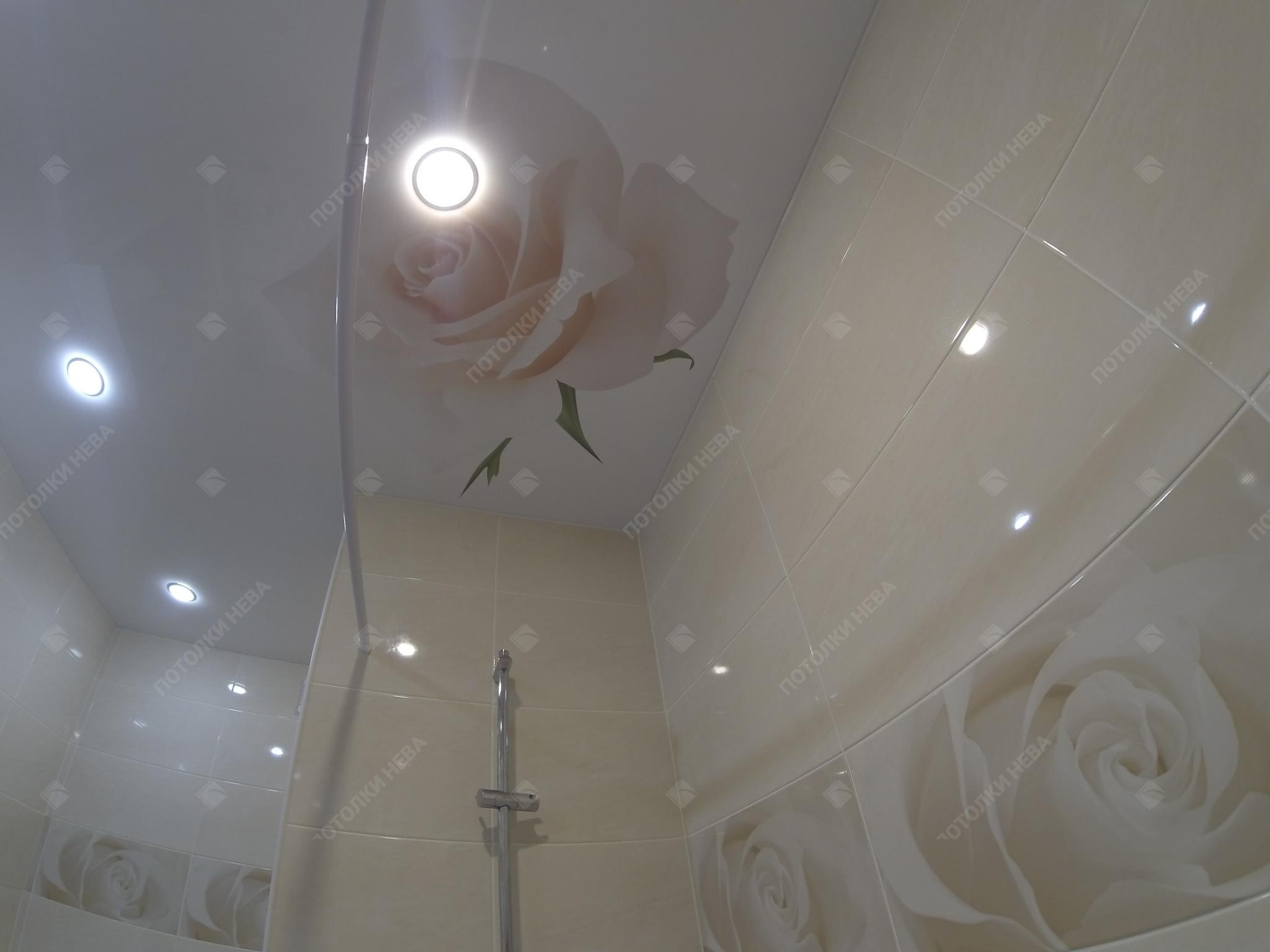 Фотопечать на потолке в ванной