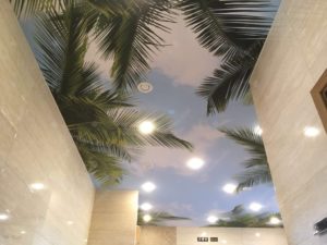 Швейцарский тканевый потолок с фотопечатью тропиков и пальм